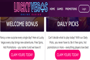 Welcome bonus and Daily Picks at Lucky Vegas