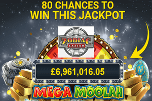 Zodiac UK Casino, Mega Moolah jackpot