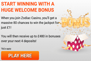 Zodiac UK Casino one pound deposit bonus