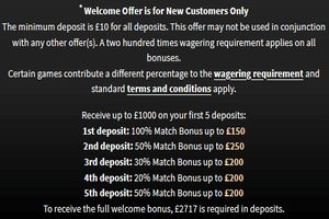 Villento UK Casino's welcome offer